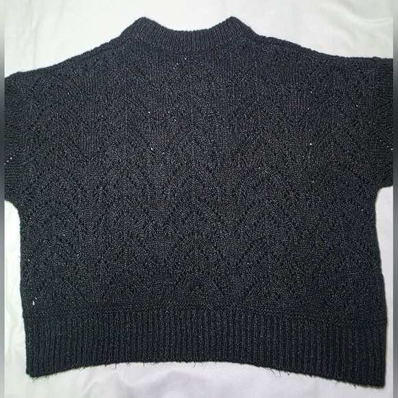 Old Navy Pointelle Crew Neck Knit Sweater- Size Lg Black - Picture 8 of 11